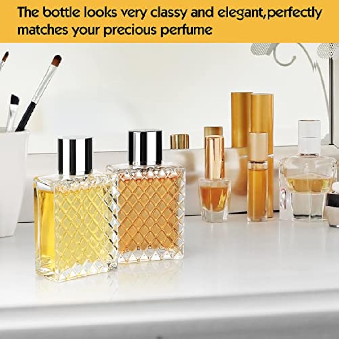Ysimple 2 Pack 100ml Glass Perfume Atomiser | Refillable Fine Mist - Silver
