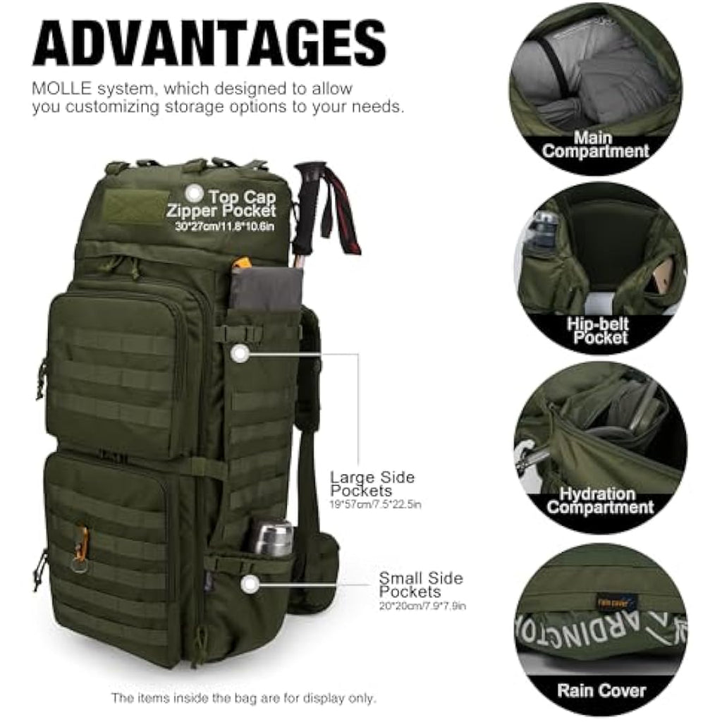 Mardingtop 75L Tactical Backpack | 600D Polyester Military Rucksack