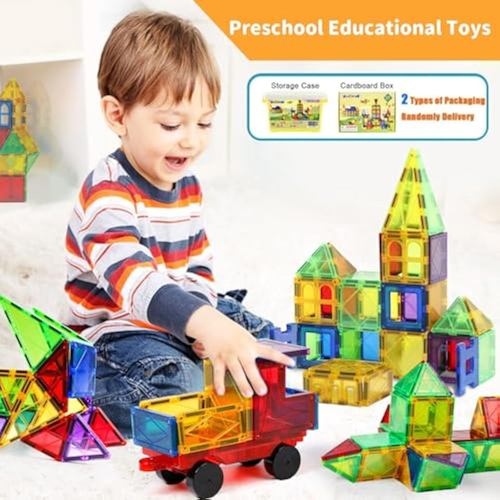 Magblock 120 PCS Magnetic Tiles – 3D Building Blocks STEM Toy for Kids