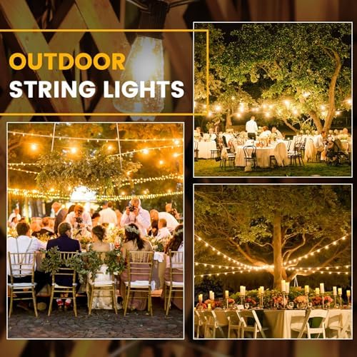 Zuske 15M Festoon Lights Outdoor – 25+2 LED Shatterproof Garden String Lights