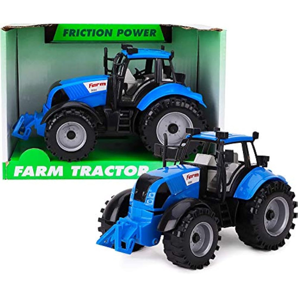 Toyland Friction Powered Farm Tractor with Opening Hood - Blue
