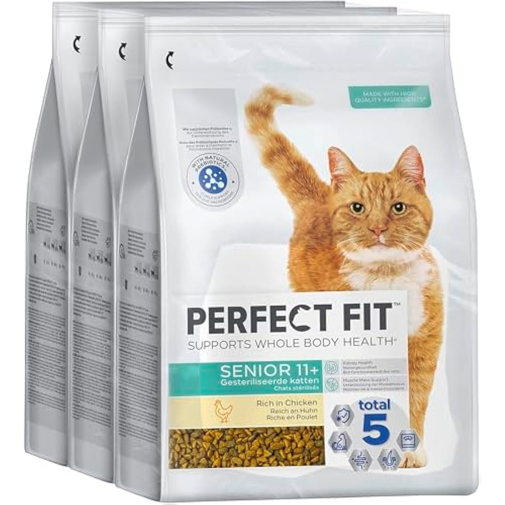 Perfect Fit Senior 11+ Dry Cat Food - Rich in Chicken - 3 x 2.8kg