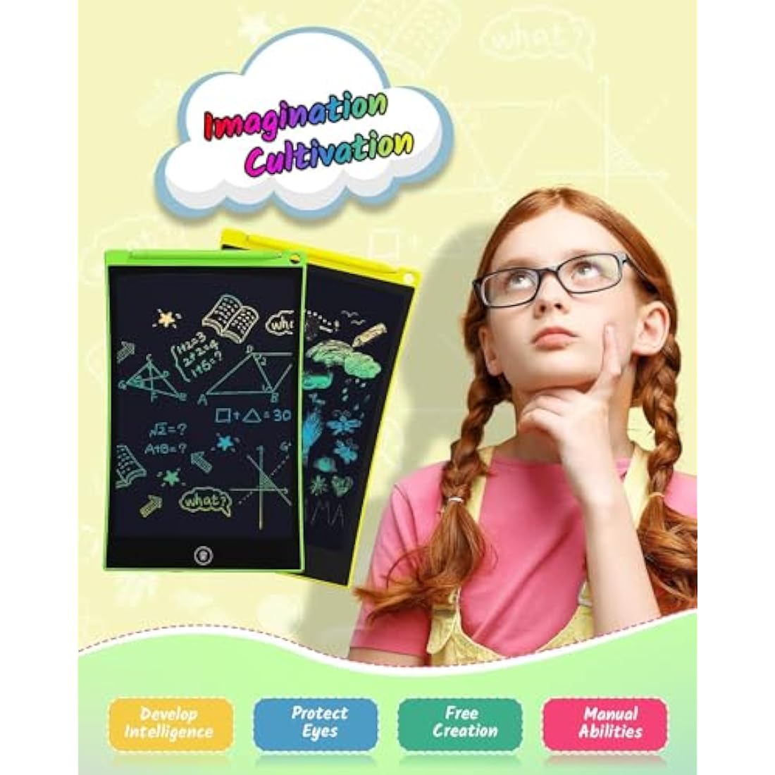 TECJOE 2-Pack LCD Writing Tablet | 8.5 Inch Colorful Doodle Board for Kids