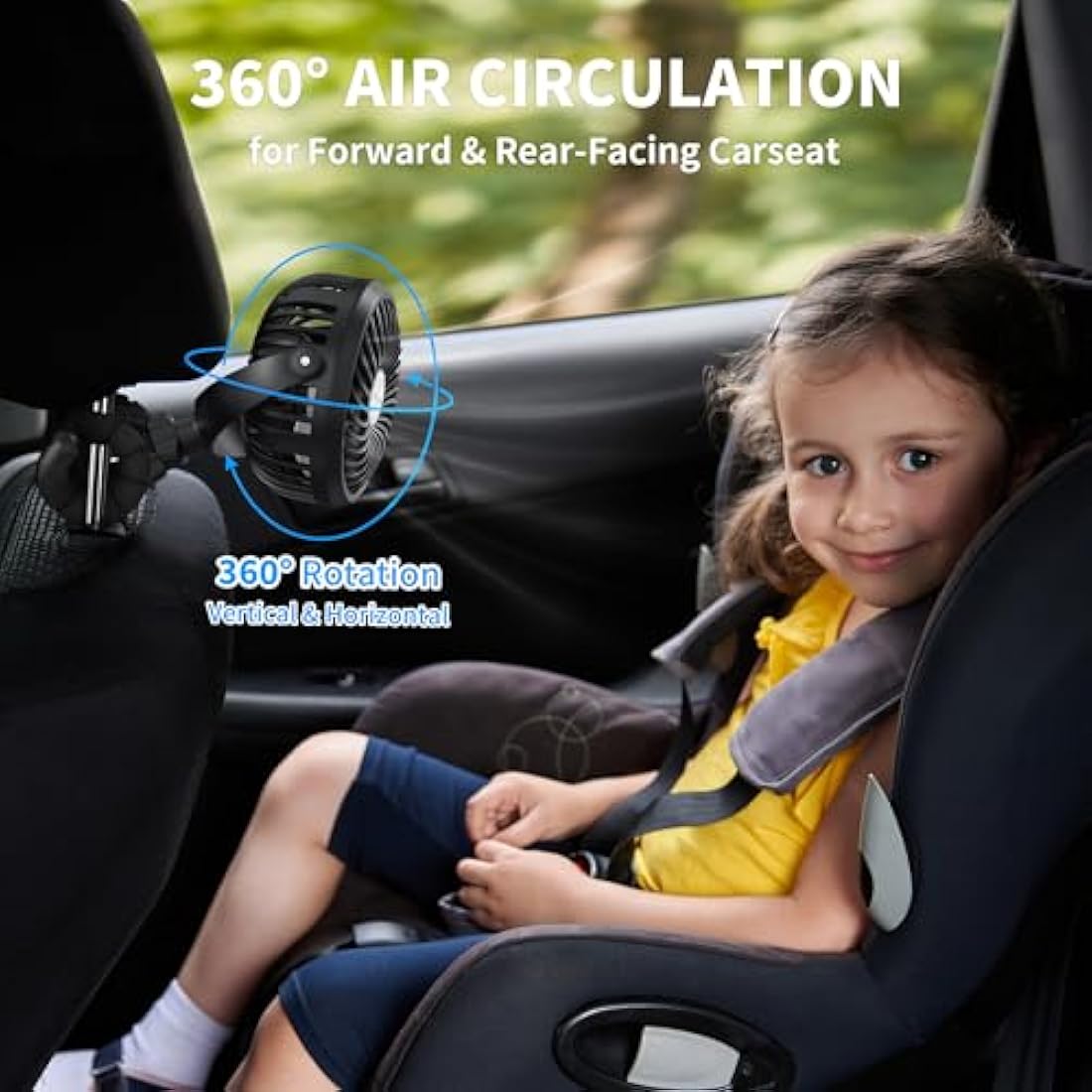 Amacool Stroller Fan - Flexible Tripod Clip On Fan with LED Light, Black