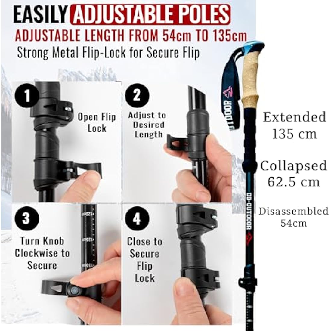 Trekking Poles – 7075 Aluminum Collapsible Hiking Sticks