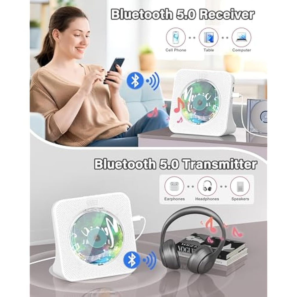 Greadio Portable Desktop CD Player with Bluetooth 5.0 and HiFi Speakers