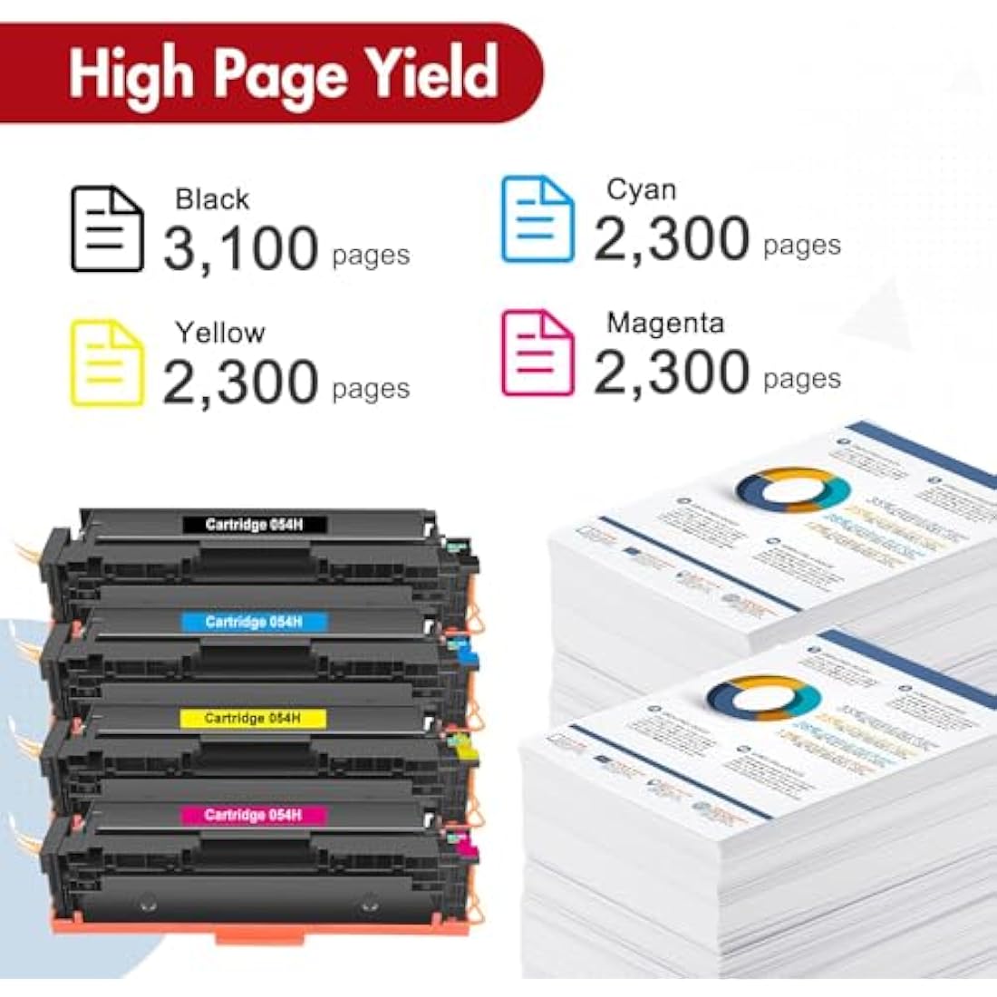 INFITONER 054H High-Yield Toner Cartridges for Canon i-SENSYS (4-Pack)