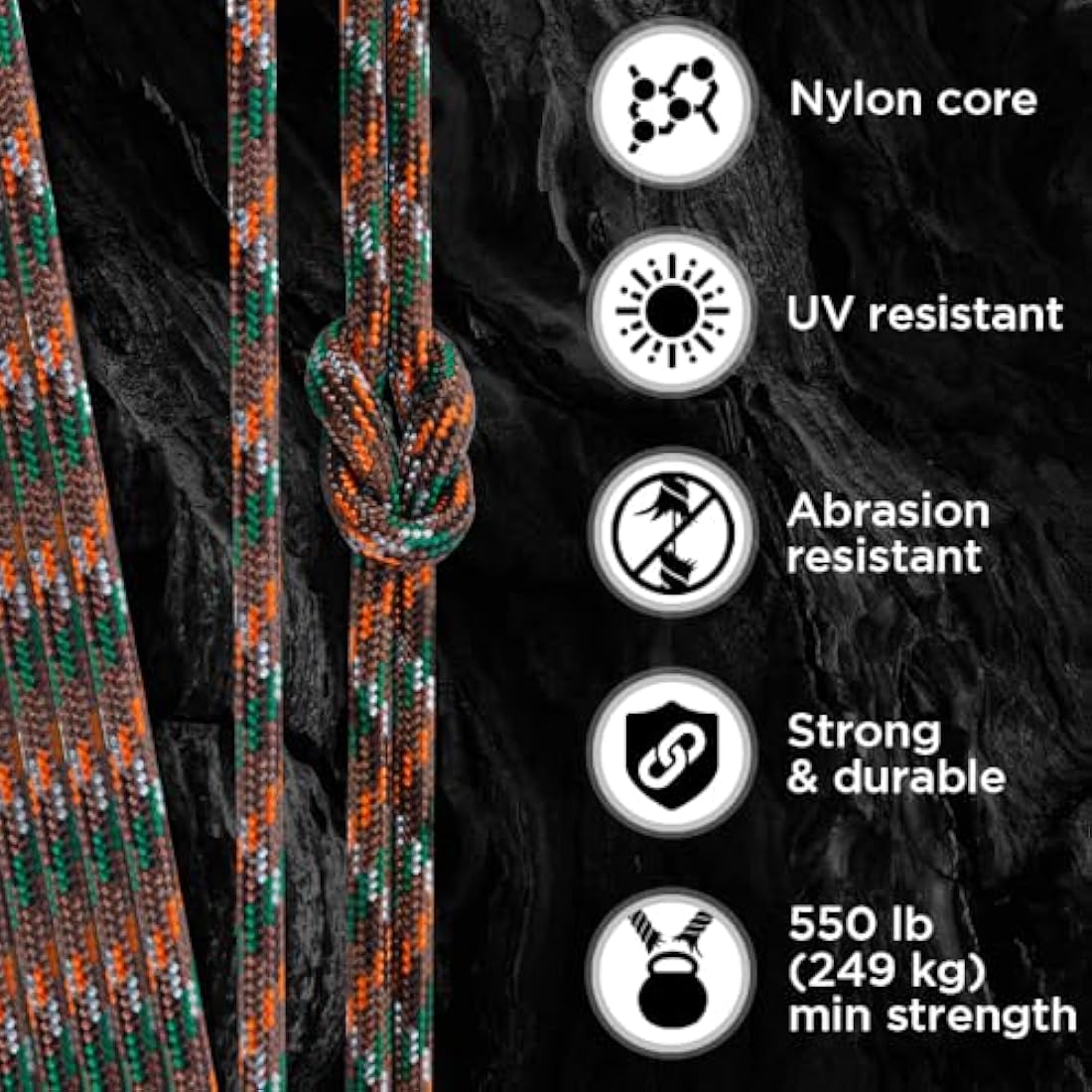 TECEUM 550lb Paracord – 4mm Nylon Tactical Rope for Camping & Survival