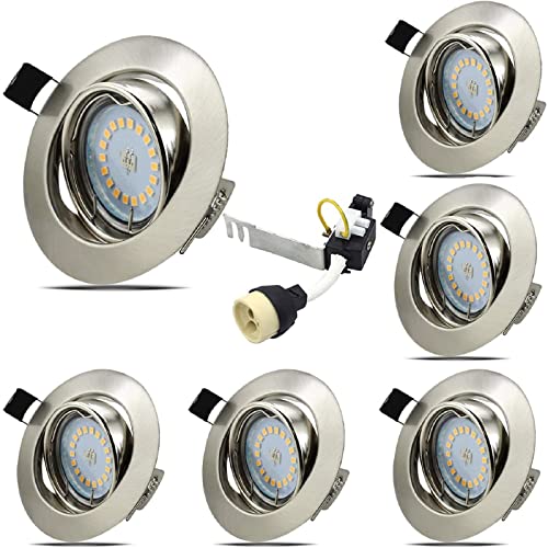 Allesgute 6-Pack Dimmable GU10 LED Downlights – Tiltable Brushed Chrome