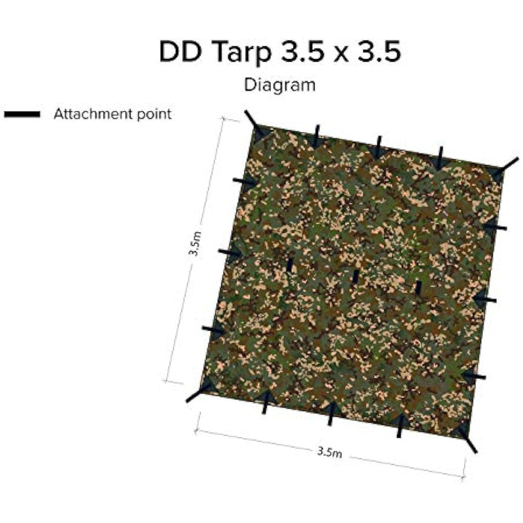 DD Hammocks Tarp 3.5 x 3.5 MC – Waterproof Camouflage Camping Shelter