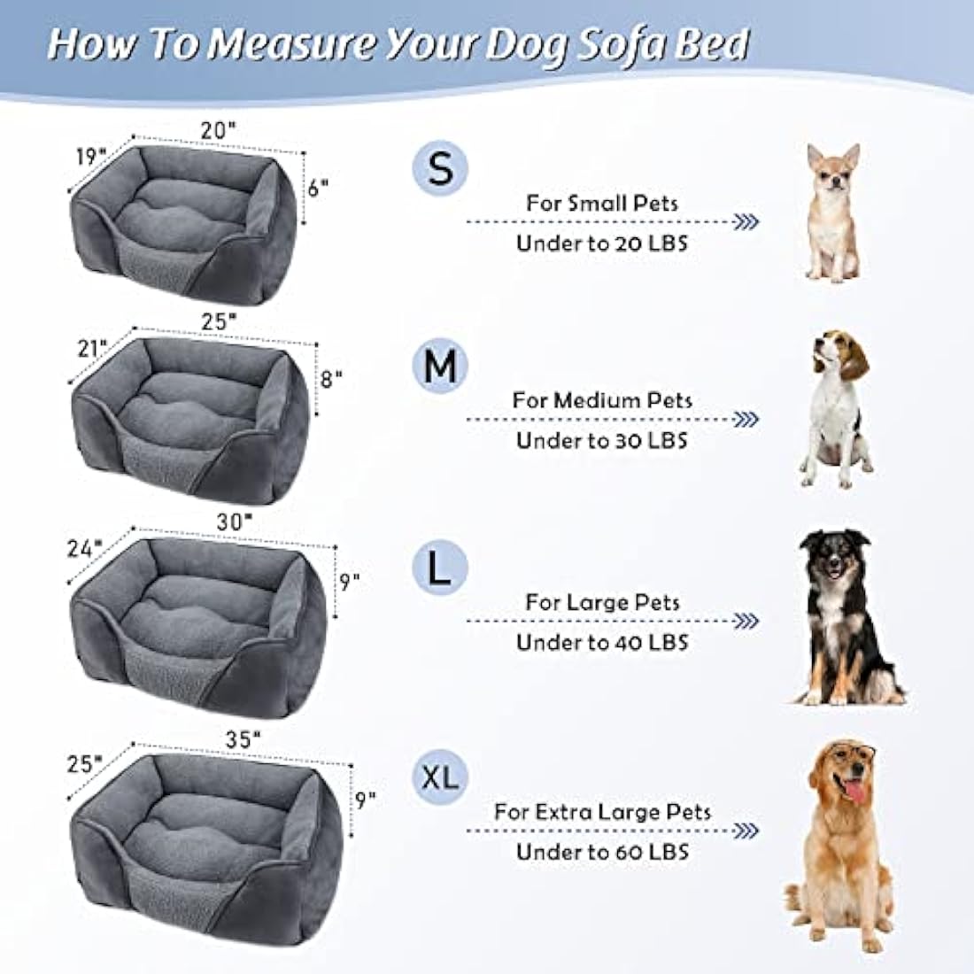 Orthopedic Dog Bed – Washable Grey Lamb Fleece Pet Bed, XL