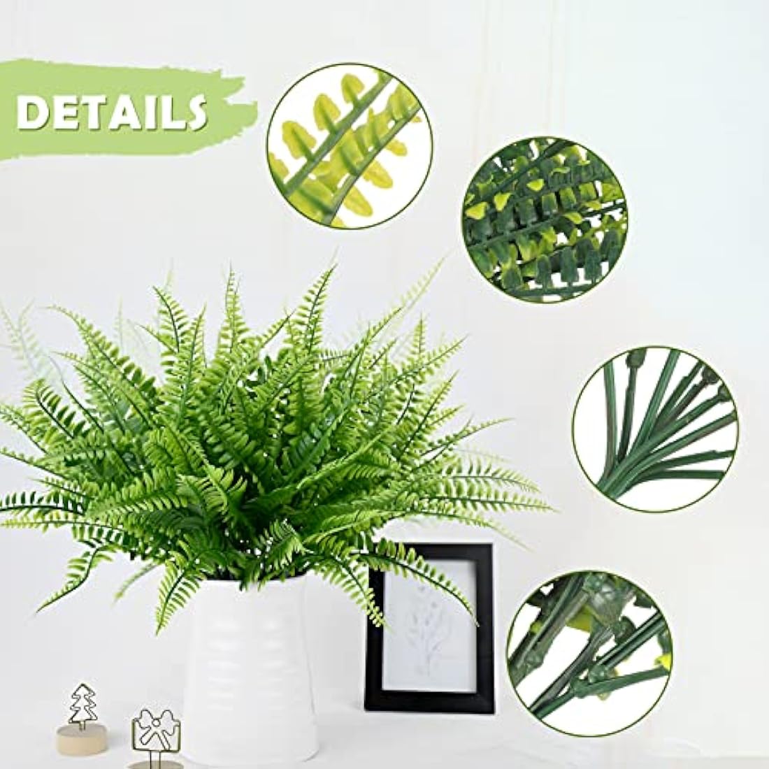 Jolof Store Artificial Boston Fern Plants - 12Pcs Faux Greenery Bushes