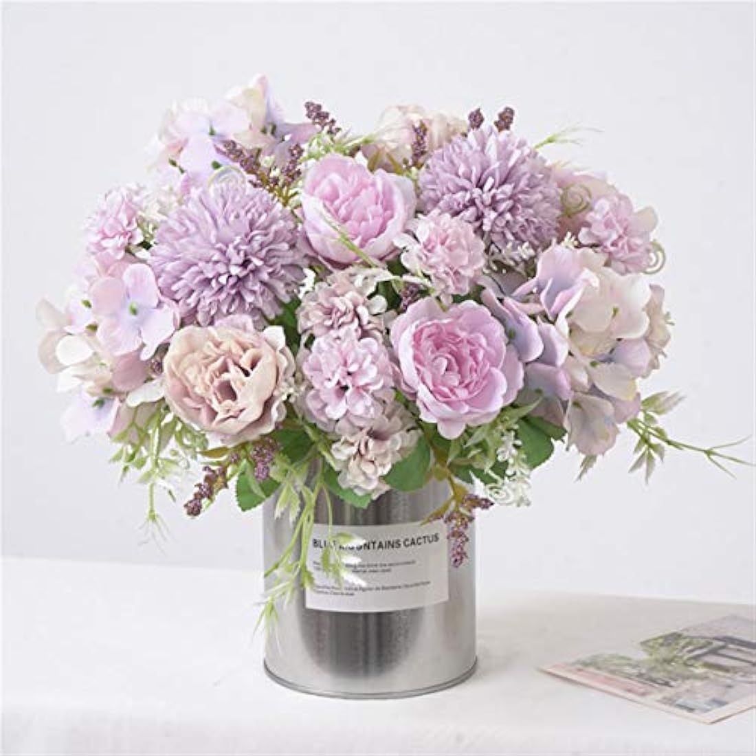 Silk Peony & Hydrangea Artificial Flowers - 2 Pcs Purple Bouquet
