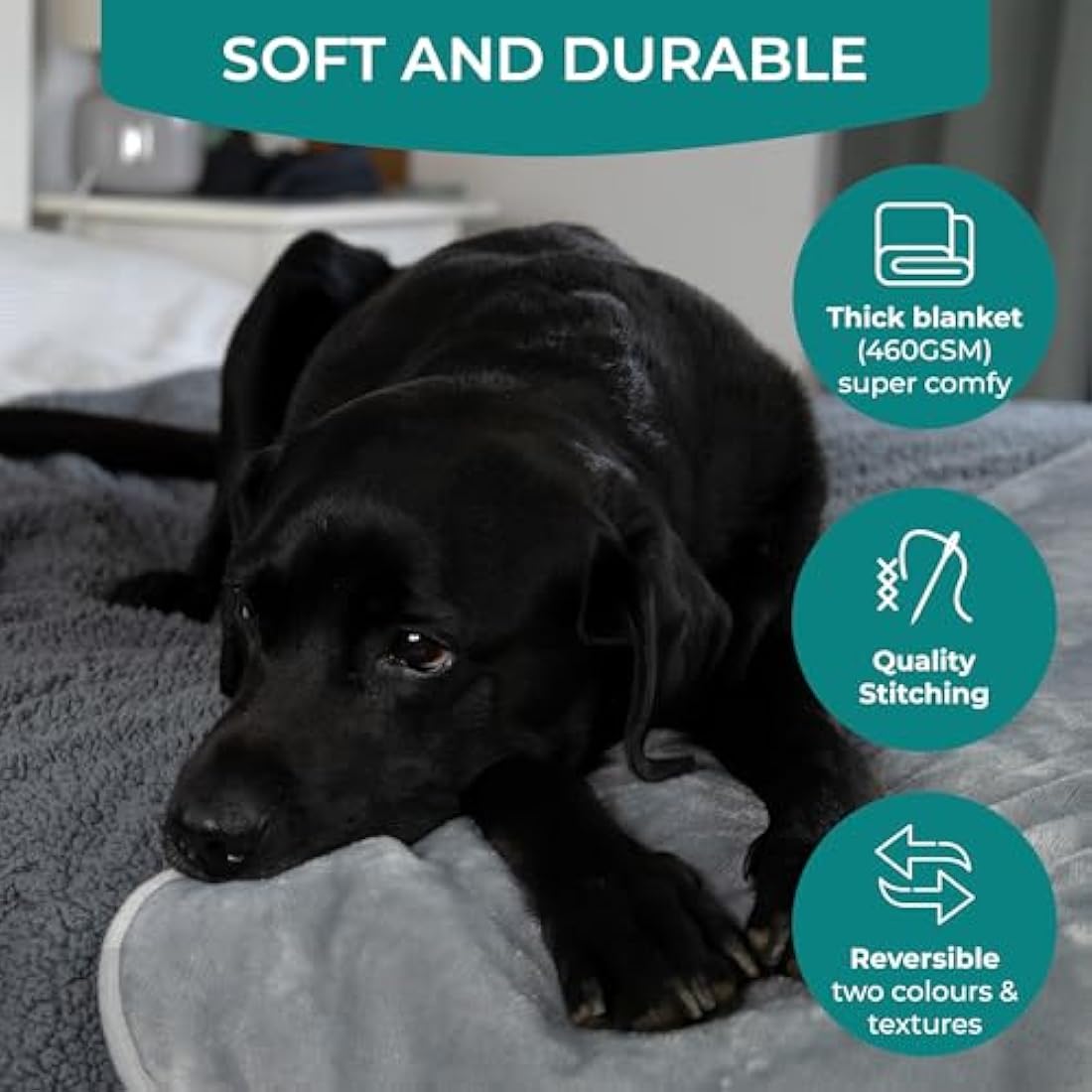 Jolof Store Waterproof Dog Blanket – Soft Sherpa Fleece Pet Throw, Grey