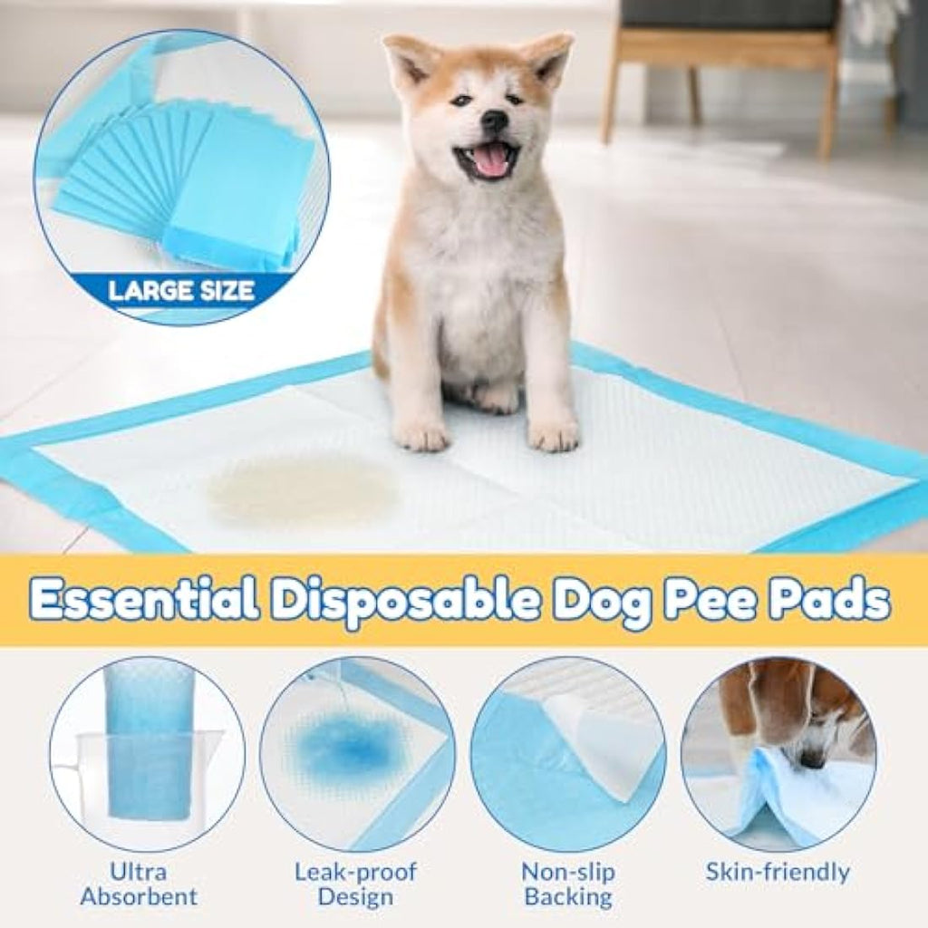 Barpor Puppy Training Pads | 100 Pack Leak-Proof 60x60cm Dog Pee Pads