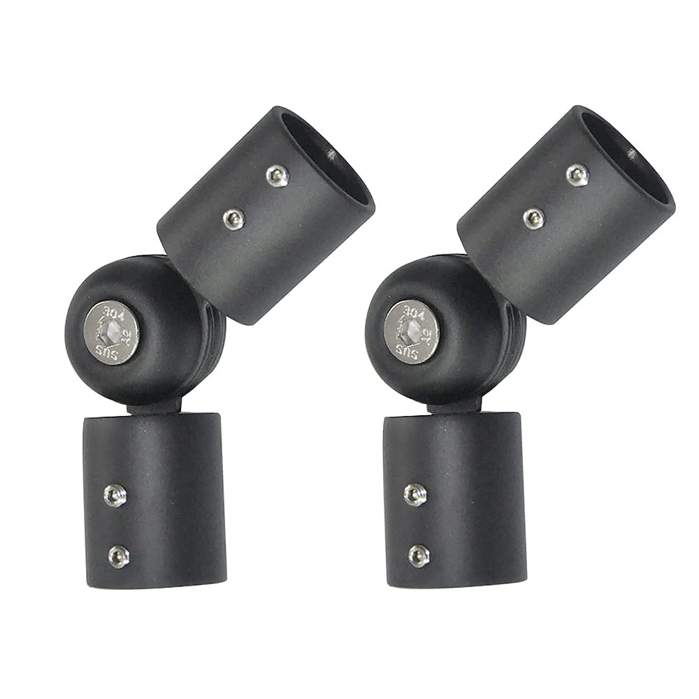 Adjustable Curtain Rod Corner Connector | 19mm Black Steel | 2pk