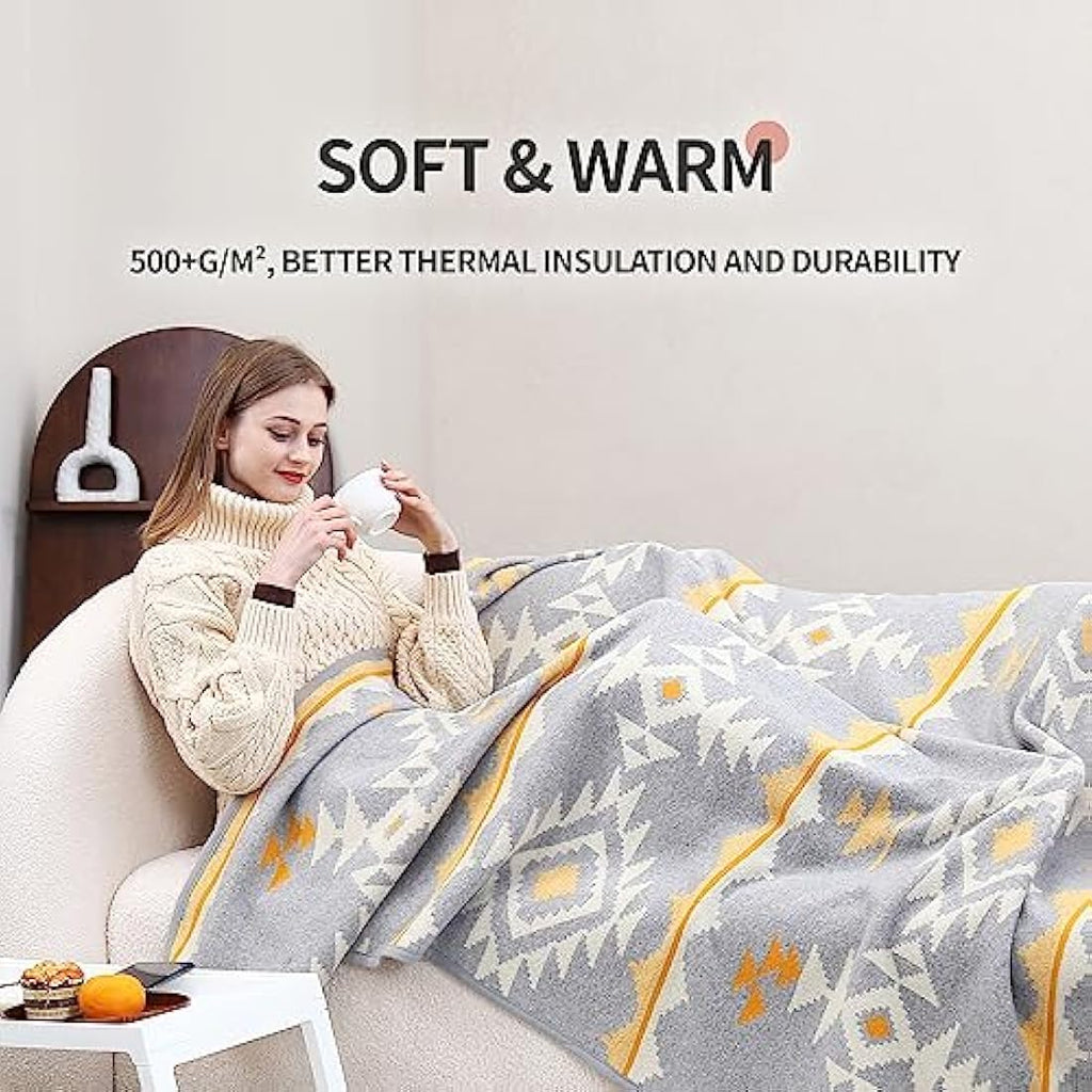 Acushla Merino Wool Camp Blanket – Heavyweight Washable Throw, Morocco White