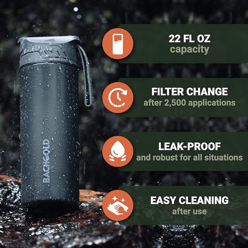 Bachgold Portable Water Filter Bottle – 500ml Camping & Hiking Purifier