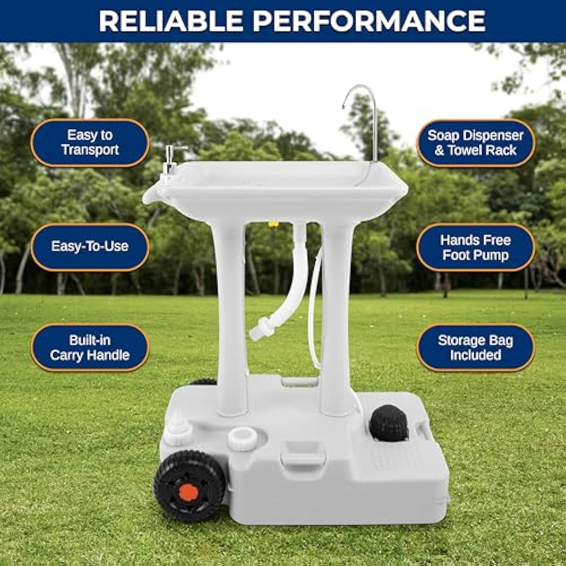 SereneLife Portable Camping Sink - 30L Outdoor Handwashing Station