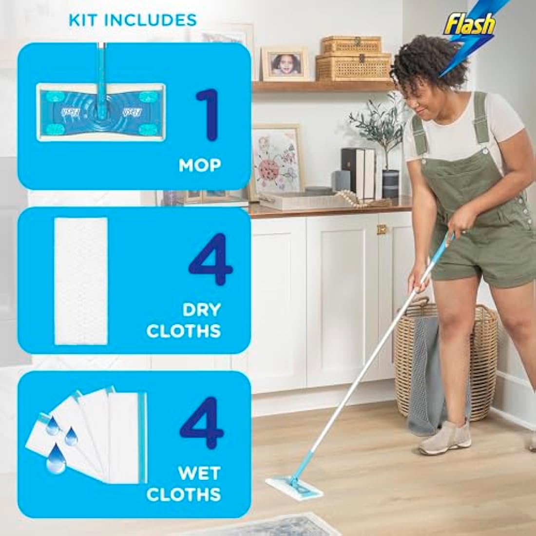 Flash Speedmop Floor Cleaner Starter Kit | 1 Handle + 8 Refill Pads