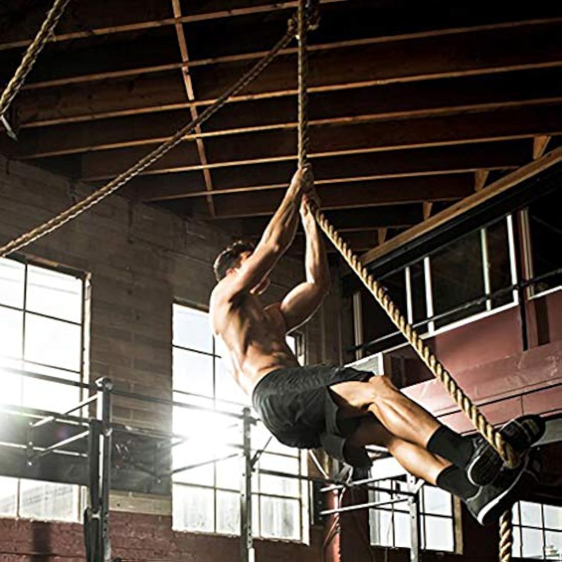 Jute Gym Climbing Rope with Carabiner - 30mm-50mm Hemp