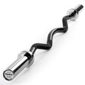 PhysKcal 47 Inch EZ Curl Bar | 2 Inch Olympic Weight Lifting Bar - Black Chrome