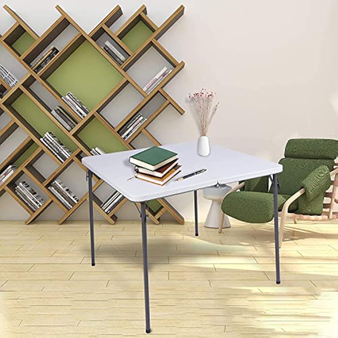 REDCAMP 34" Folding Card Table | Portable Square Picnic Table, White