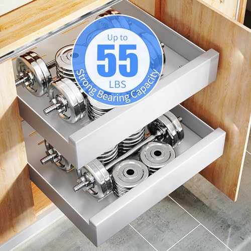 SAYZH Pull Out Cabinet Organizer | No-Drill Sliding Kitchen Drawer - White