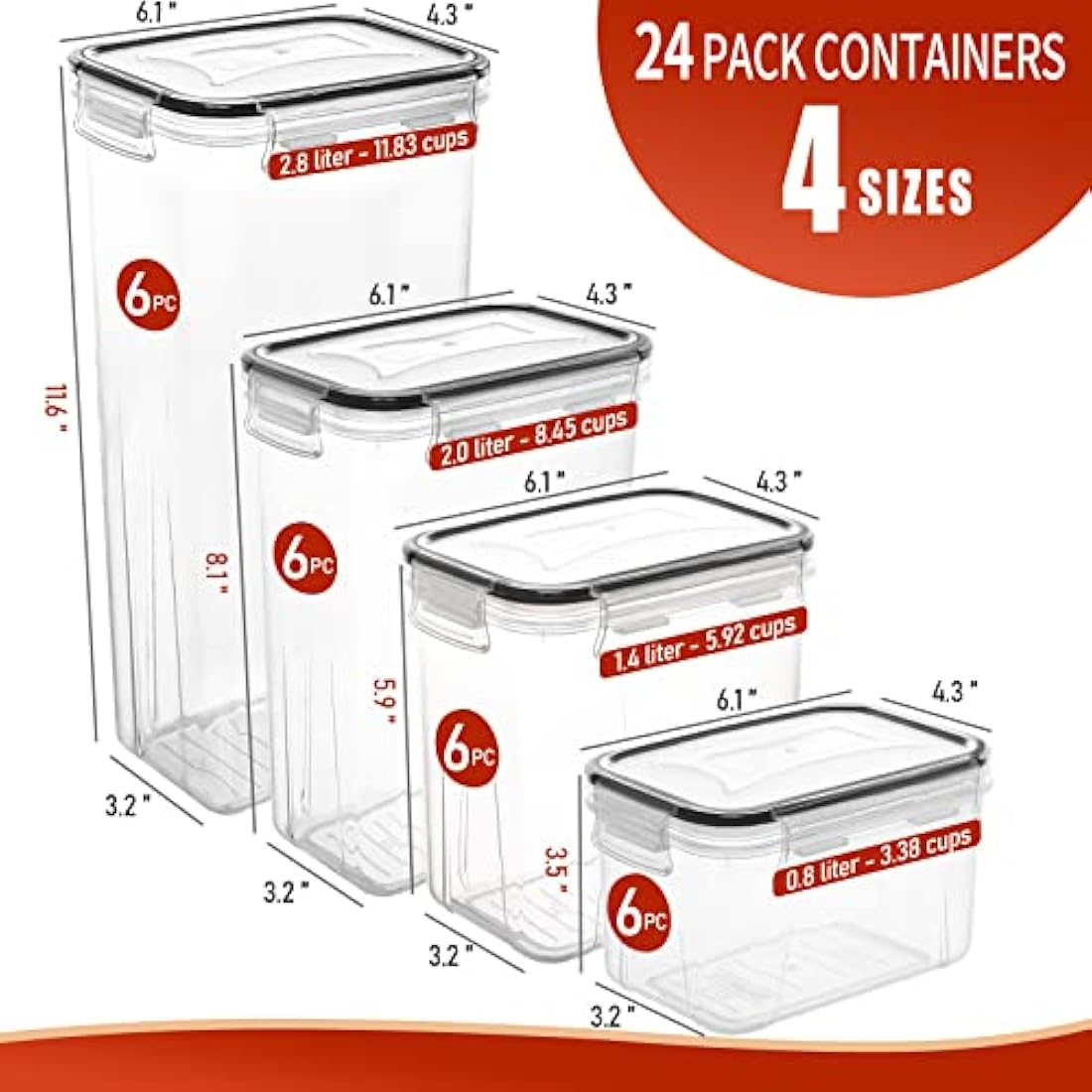 Skroam 24-Piece Airtight Food Storage Containers | BPA-Free Pantry Set