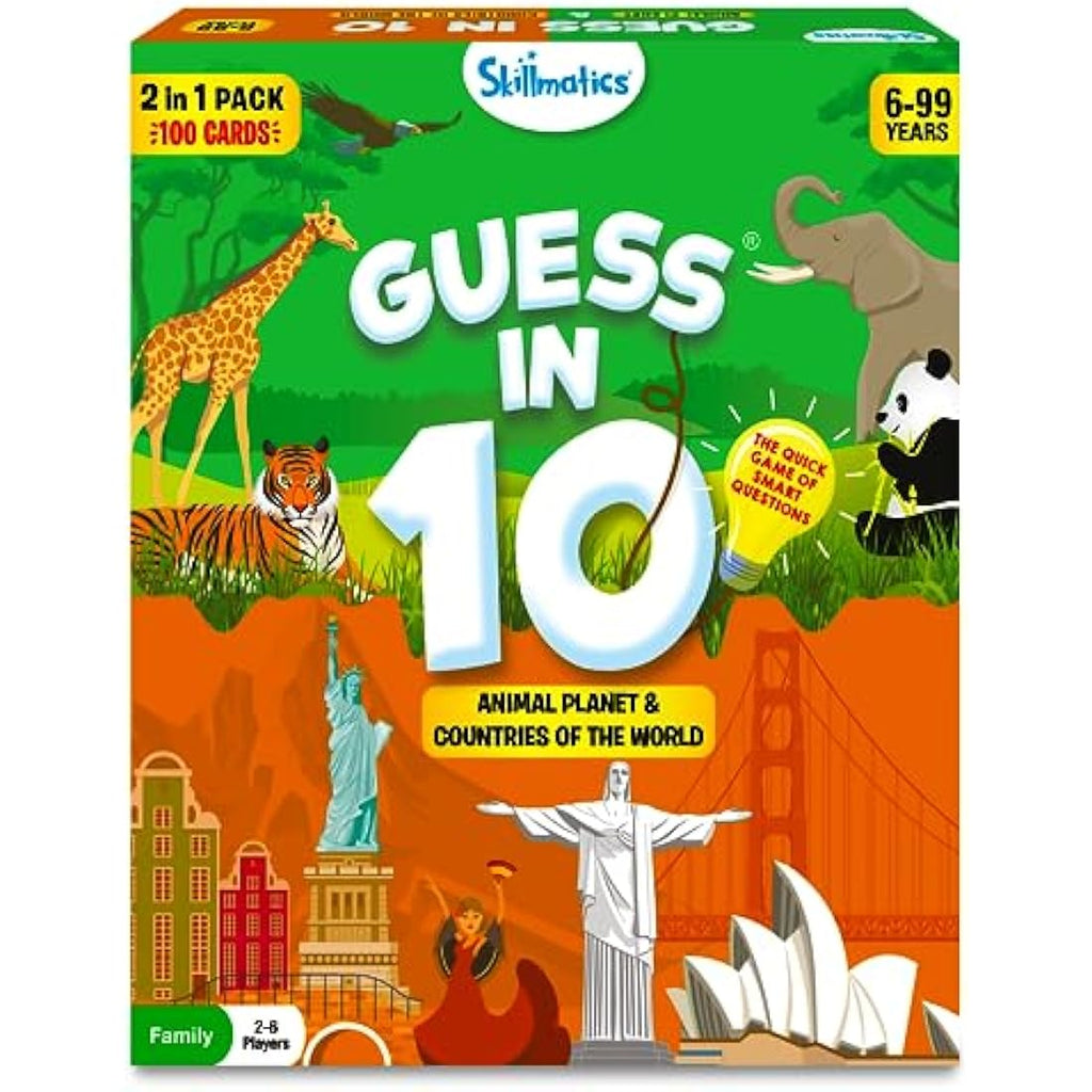 Skillmatics Guess in 10 Animals & Countries Card Game - Ages 6+