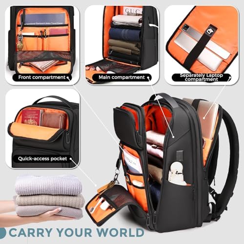 Jolof Store Expandable 17 Inch Laptop Backpack with USB Charging Port