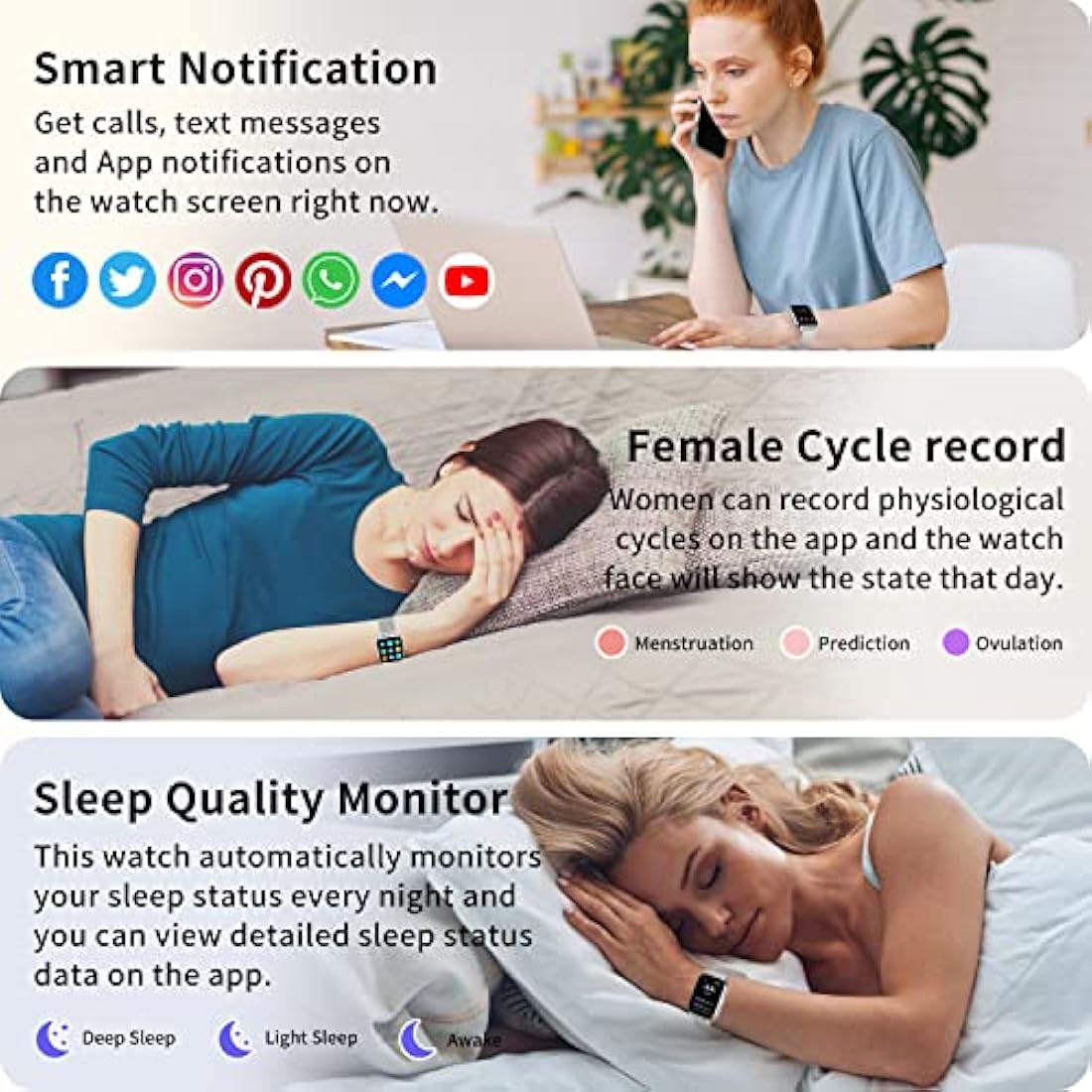 Popglory Smart Watch - 1.85" Fitness Tracker with Bluetooth Calling