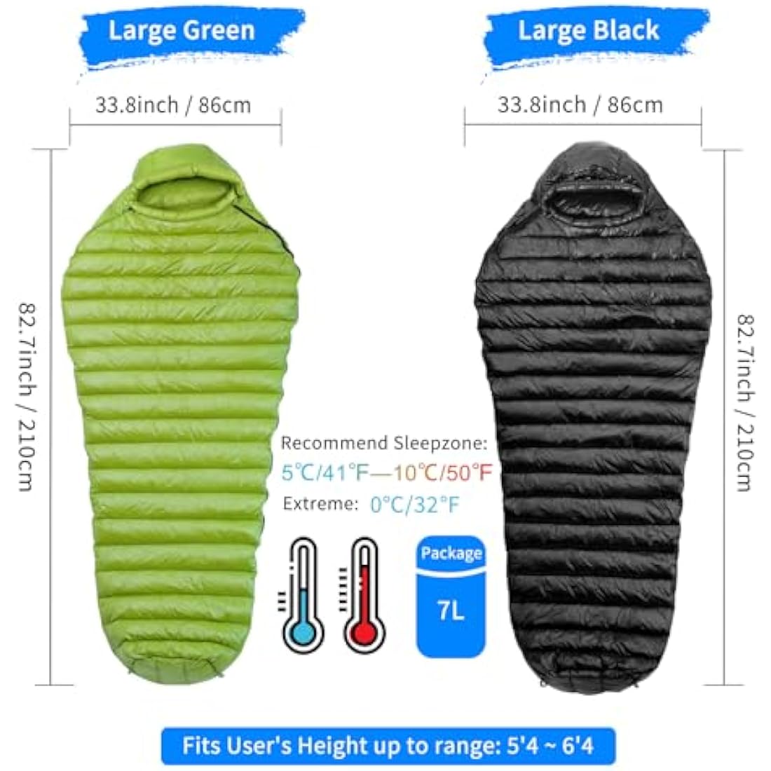 NewDoar Ultralight 800FP Duck Down Sleeping Bag | Waterproof & Portable