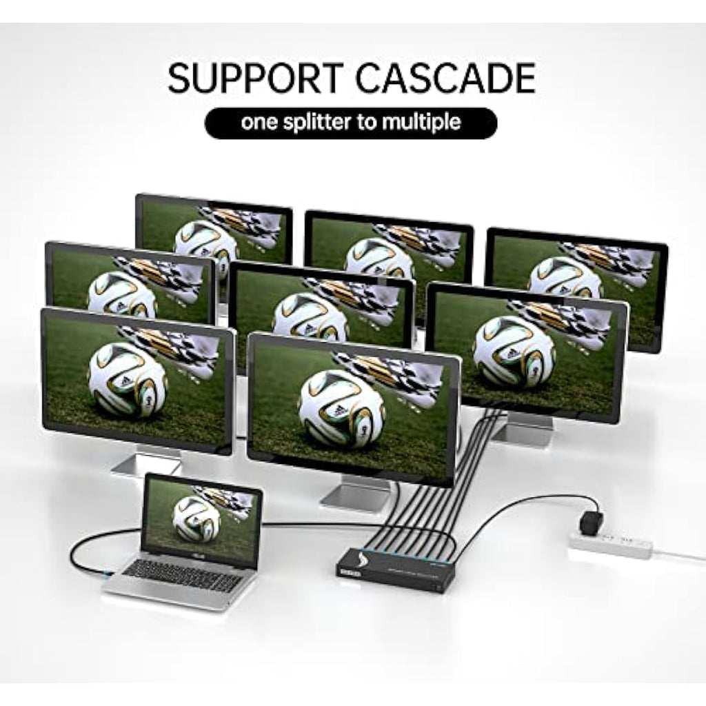 MT-VIKI 4K HDMI Splitter 1 in 8 Out | 8-Port Video Distributor with UK Power