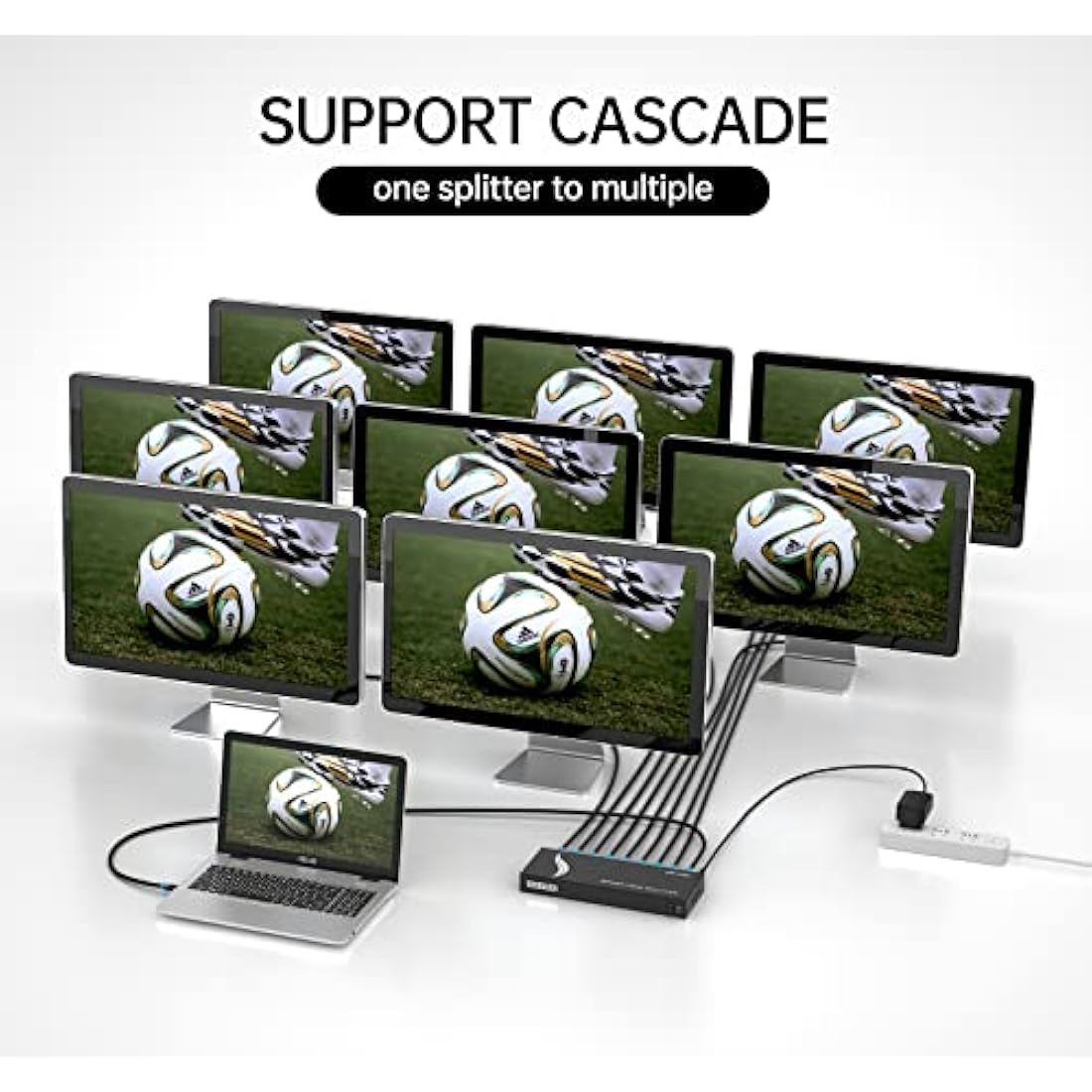MT-VIKI 4K HDMI Splitter 1 in 8 Out | 8-Port Video Distributor with UK Power