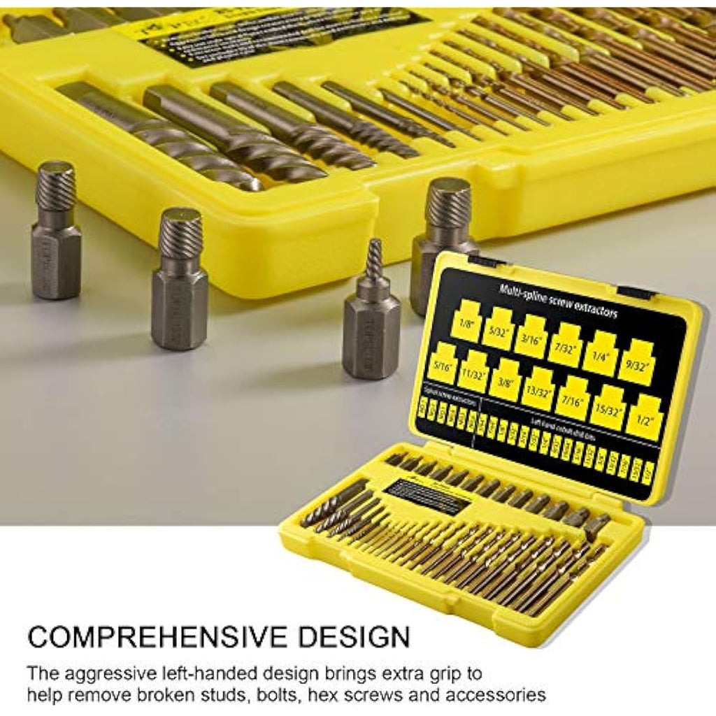 Topec 35-Piece Screw Extractor and Left Hand Drill Bit Set | CR-MO Steel