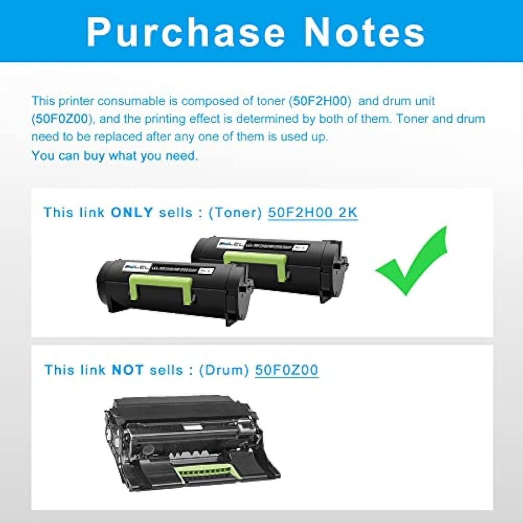 LCL 502H Compatible Toner Cartridge for Lexmark MS310 MS410 MS510 | 2-Pack