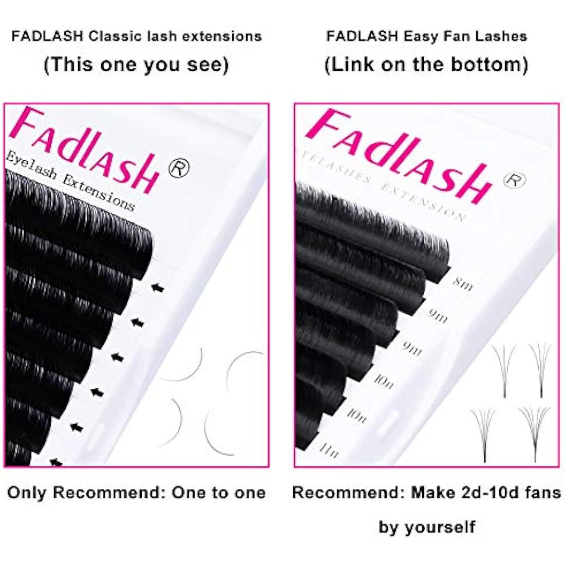 Fadlash Classic Eyelash Extensions | 0.15mm D Curl Matte Black Mixed Tray