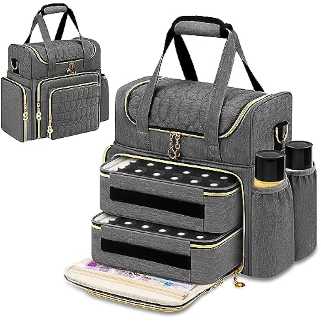 Jolof Store Nail Polish Organiser – 70 Bottle Double Layer Case, Grey
