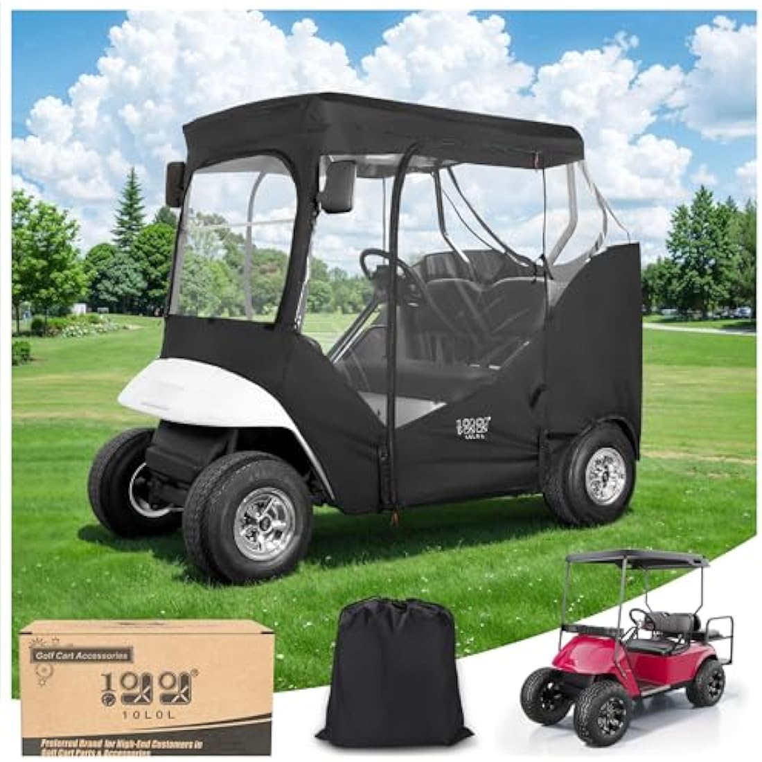 10L0L 2-Passenger Golf Cart Enclosure for EZGO TXT RXV | 600D Waterproof