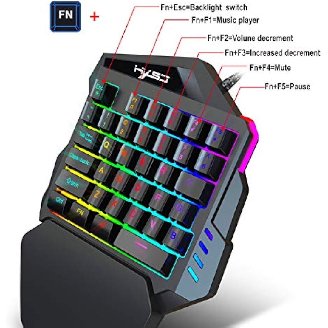 HXSJ Single Handed Gaming Keyboard and Mouse Combo | LED Backlight