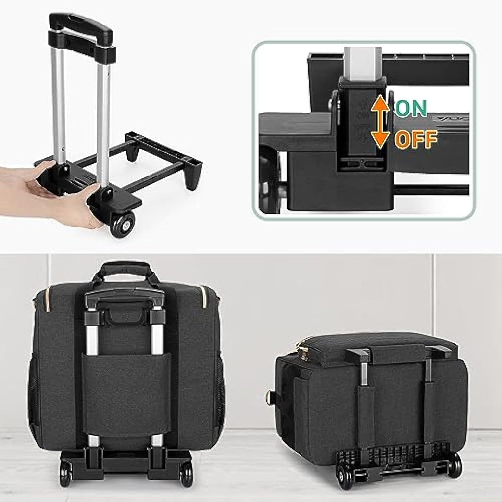 Rolling Teacher Bag | 15.6" Laptop Tote with Detachable Dolly