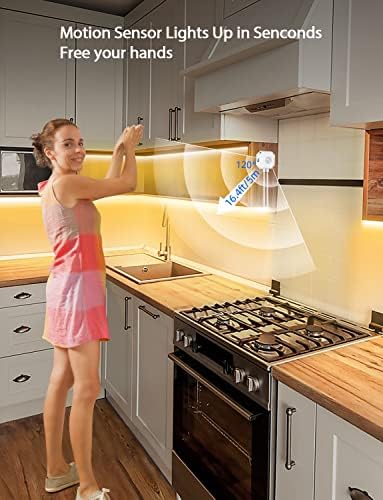 MATICOD Motion Sensor RGB LED Strip Light – App Control Under Cabinet, 3m
