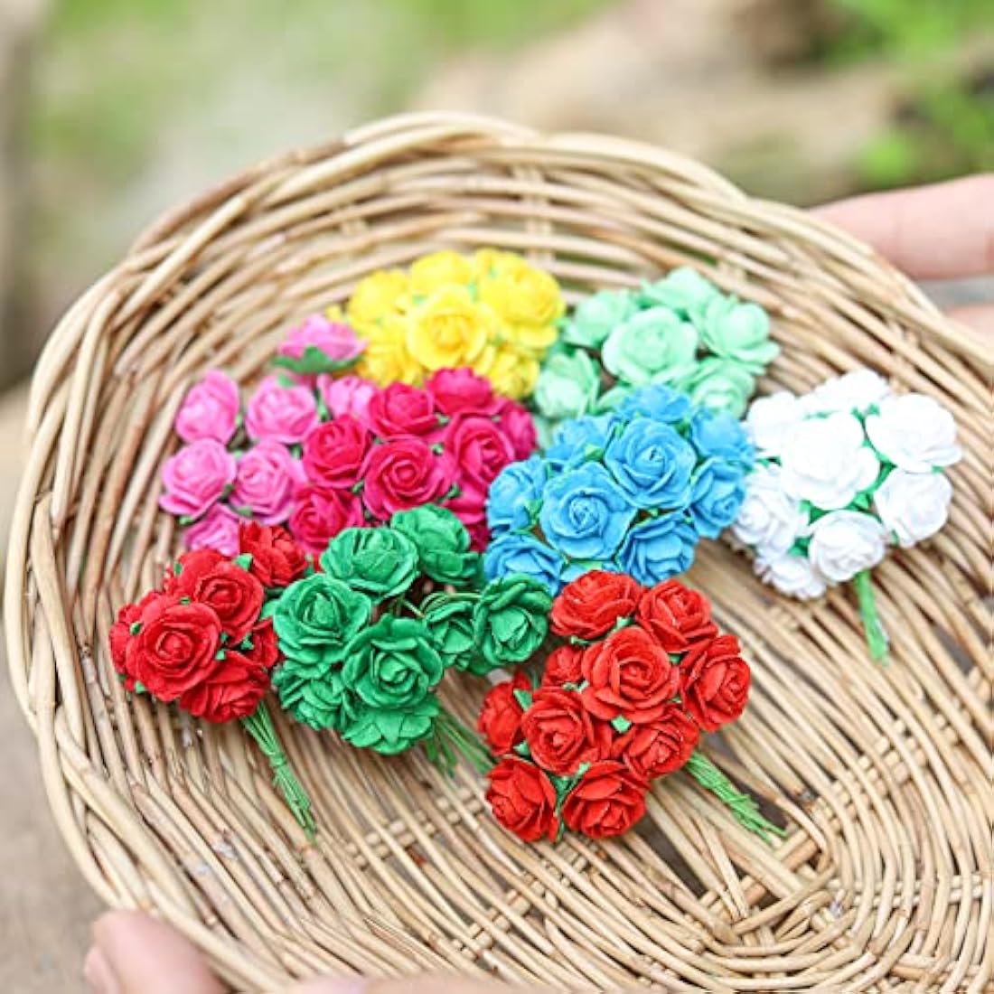 100 Pcs Mulberry Paper Mini Roses for DIY Crafts – 10 Colors