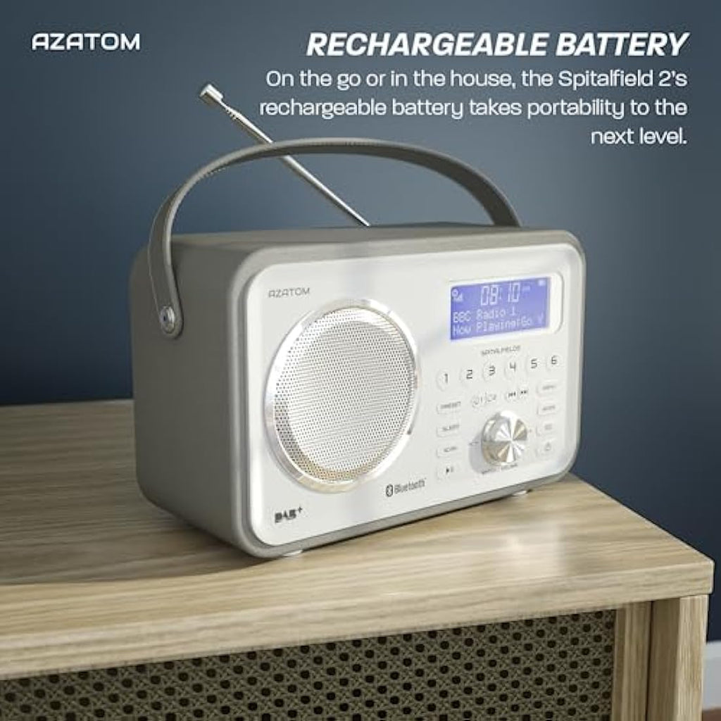 Azatom Spitalfields 2 DAB/DAB+ & FM Portable Digital Radio - Grey Leather