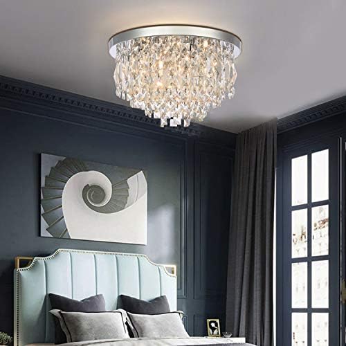 Jolof Store Modern Crystal Chandelier – 40cm Chrome Flush Mount Light