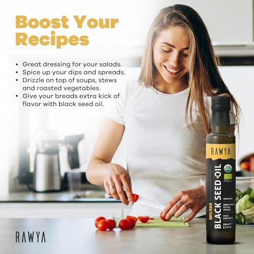 RAWYA Organic Black Seed Oil – Cold Pressed Unfiltered Nigella Sativa 250ml