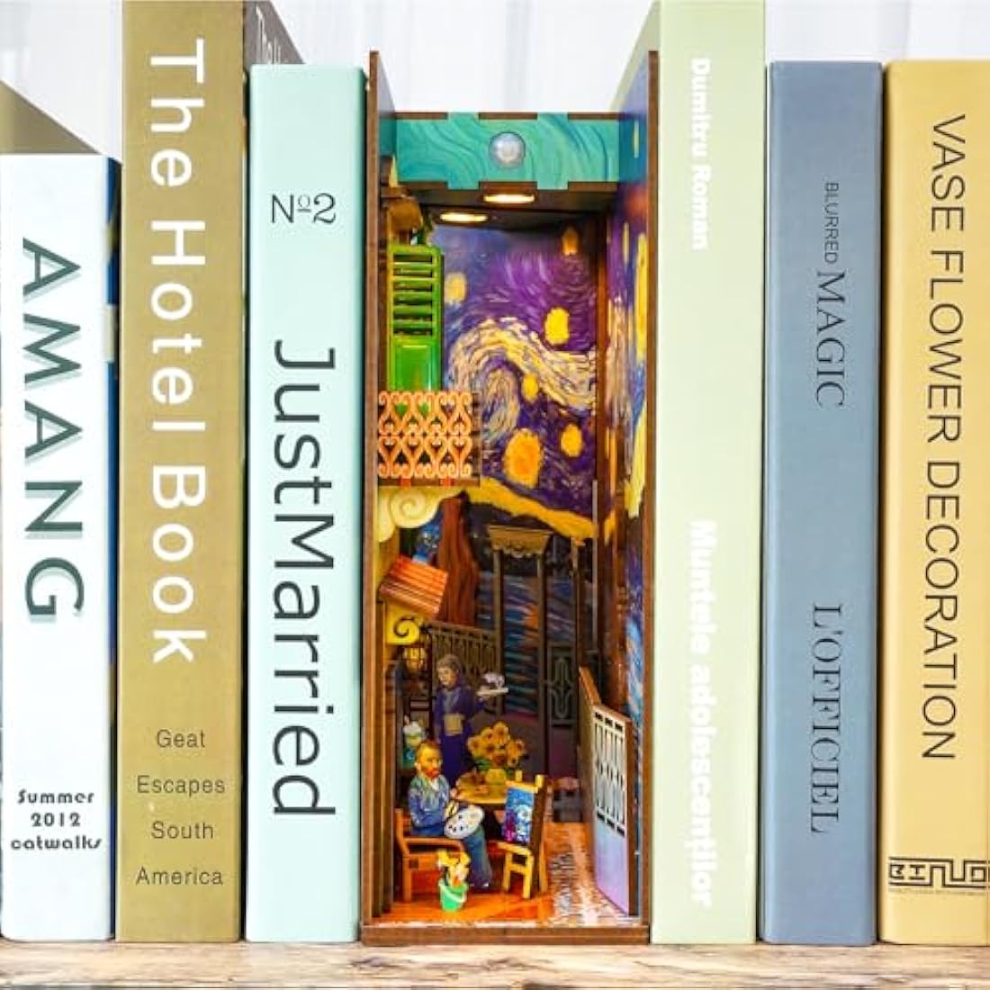 Tonecheer DIY Book Nook Kit – Vincent's World 3D Wooden Puzzle with LED