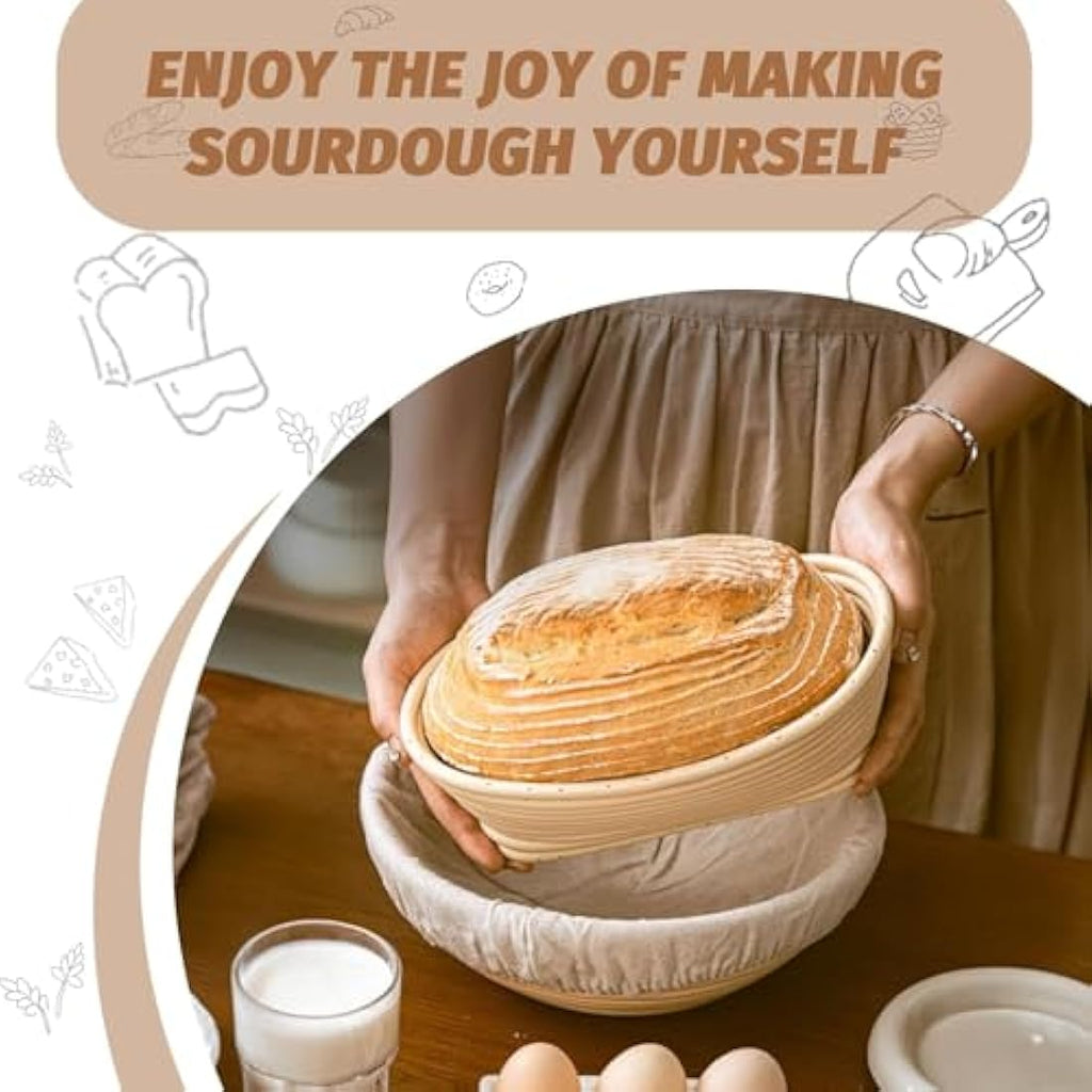 Sourdough Bread Proofing Basket Set | 2-Piece Rattan Kit