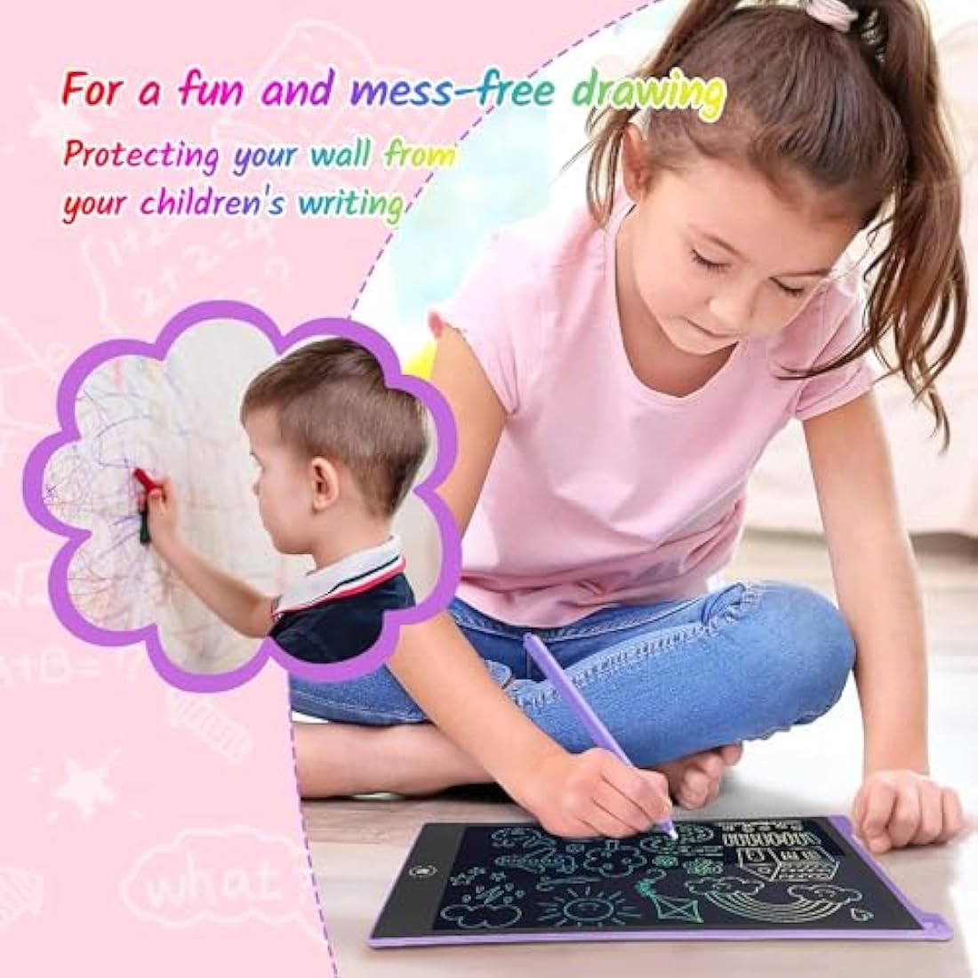 TECJOE 10 Inch LCD Writing Tablet 2-Pack | Colorful Doodle Board for Kids